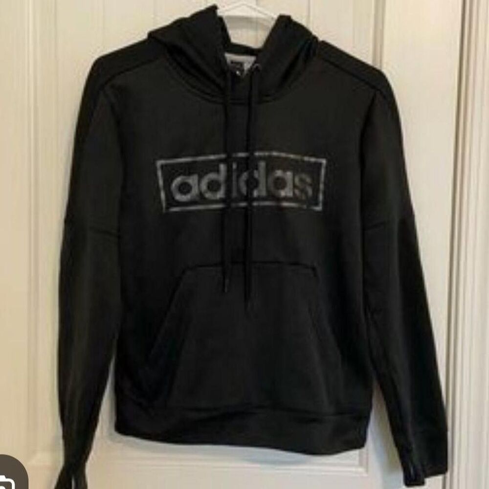 Adidas Black and Black Hoodie - Size Teen 12/14